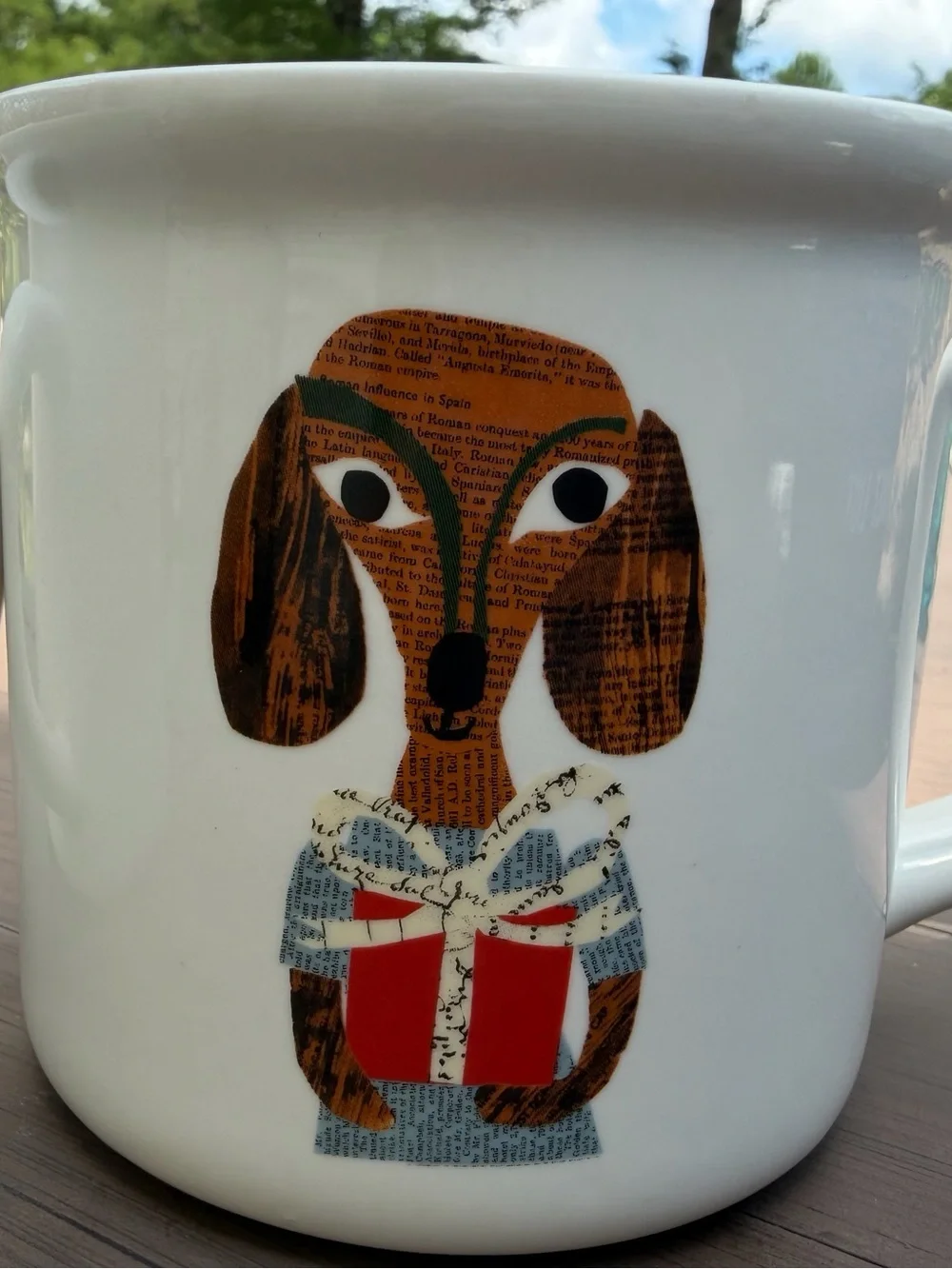 Pottery Barn Christmas Present Dog Mugs by Denise Fiedler Dachshund Weinerdog 2